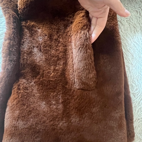 Topshop Women’s Ally Brown Soft Teddy Bear Faux Fur Coat size 12 - Picture 8 of 10